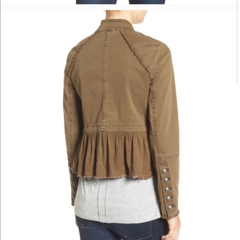 Free People military ruffle hem jacket size Small